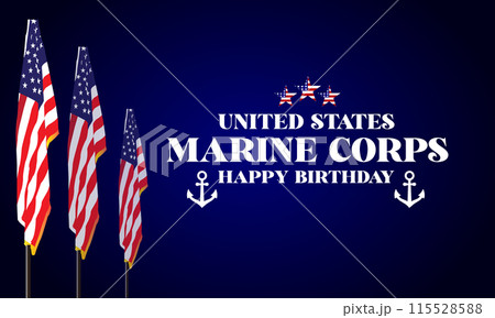 BlueColor Usa Marine Corps Happy Birthday Text With Usa Flag Design BlueColor Usa Marine Corps Happy Birthday Text With Usa Flag Design 115528588