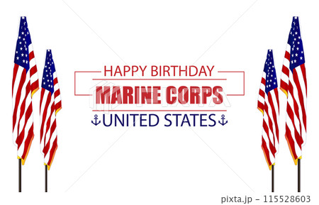 Celebrating the United States Marine Corps Birthday with Text and the USA Flag 115528603