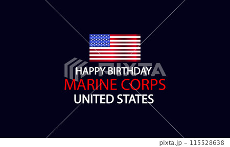 Happy Birthday US Marine Corps Text Flag Design 115528638