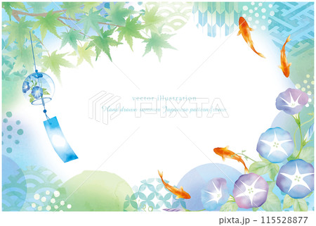 水彩タッチの夏の和風背景 115528877