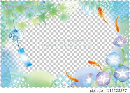 水彩タッチの夏の和風背景 115528877