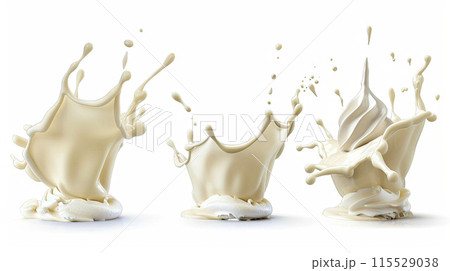 AI-generated item. Splash of whipped cream on a white background. AI-generated item. Splash of whipped cream on a white background. 115529038
