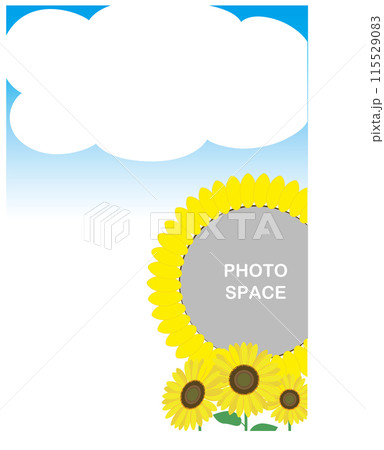 ポスターやチラシの背景用夏デザイン　ひまわり 115529083