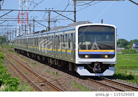 内房線　巌根ー袖ケ浦　JR東日本　209系3100番台　C417編成（幕張） 115529305