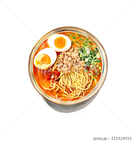 白背景に坦々麺の水彩イラスト 115529555
