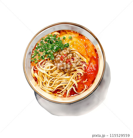 白背景に坦々麺の水彩イラスト 115529559