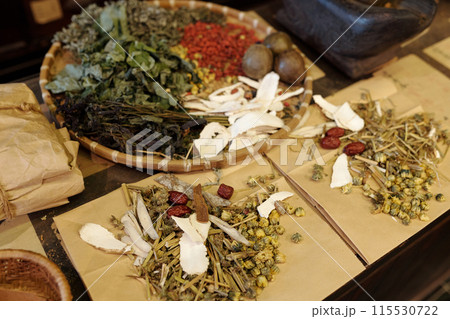 Handful of Herbs Preparing for Packing 115530722