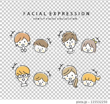 Various parent and child smiles 115532250