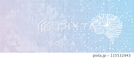 Abstract Artificial intelligence. Cloud computing. Machine learning. Technology web background. Virtual concept futuristic background. Vector art. 115532943