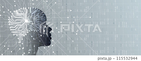 Abstract Artificial intelligence. Cloud computing. Machine learning. Technology web background. Virtual concept futuristic background. Vector art. 115532944