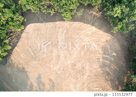 Land and soil backfill in aerial view in in Nan province of Thailand. 115532977