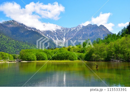 春 上高地 大正池 穂高連峰 春 上高地 大正池 穂高連峰 115533391