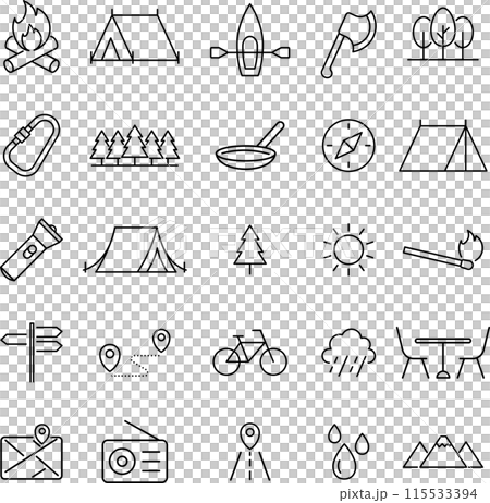 Monochrome line leisure icon set 115533394