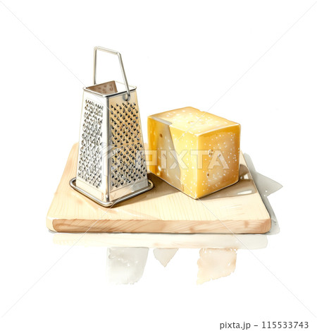 白背景にパルメザンチーズの水彩イラスト 白背景にパルメザンチーズの水彩イラスト 115533743