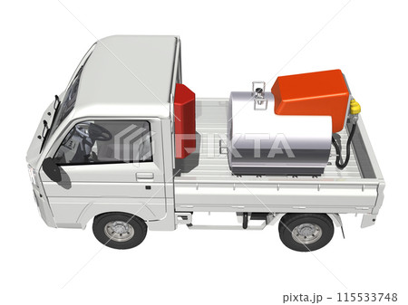 灯油配達用の 白色系の軽トラ(3DCGイメージ) 灯油配達用の 白色系の軽トラ(3DCGイメージ) 115533748