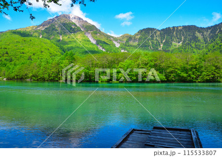 春 上高地 大正池 焼岳 春 上高地 大正池 焼岳 115533807