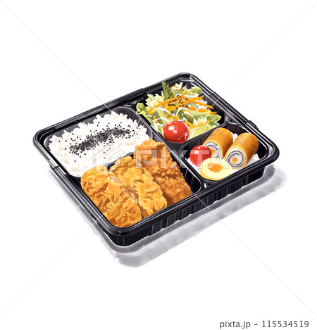 白背景に仕出し弁当の水彩イラスト 白背景に仕出し弁当の水彩イラスト 115534519