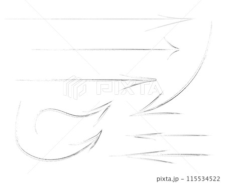 Abstract textured arrows in black, gorgeous isolated set 115534522