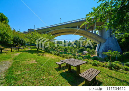 東京都稲城市若葉台の上谷戸大橋(かさやとおおはし)を公園のベンチ付近から水車小屋方面に見る 東京都稲城市若葉台の上谷戸大橋(かさやとおおはし)を公園のベンチ付近から水車小屋方面に見る 115534622