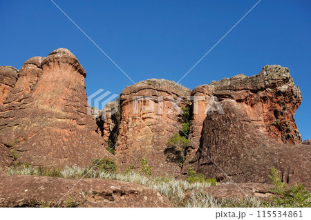 sandstone geological monuments, or Arenitos, in Vila Velha State Park. Ponta Grossa, Parana, Brazil 115534861