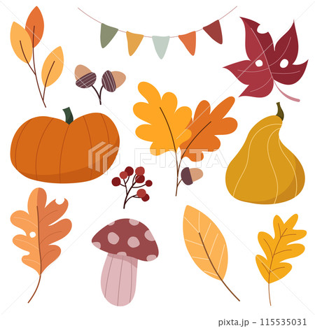 Set of autumn floral design elements Set of autumn floral design elements 115535031