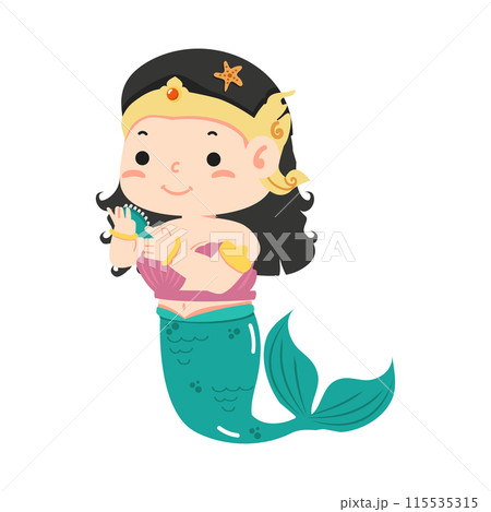 Cartoon character of a Thai mermaid woman 115535315