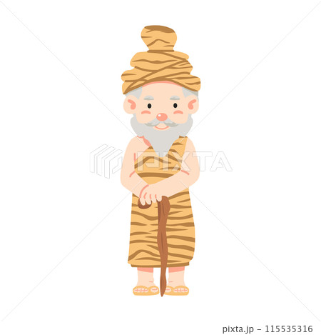 An old hermit holding a staff An old hermit holding a staff 115535316