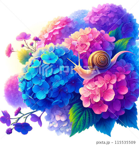 カラフルな紫陽花のイラスト 115535509