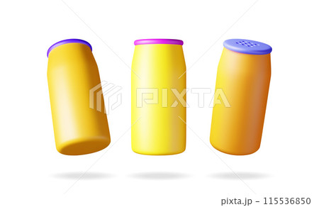 3D set of detergent powder bottle isolated 115536850