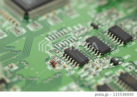 Electronic Circuit Board with Black Chips Electronic Circuit Board with Black Chips 115536930