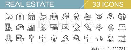 不動産に関するラインアイコンセット 不動産に関するラインアイコンセット 115537214