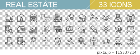 不動産に関するラインアイコンセット 不動産に関するラインアイコンセット 115537214