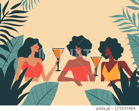 Elegant Ladies Enjoying Drinks 115537464
