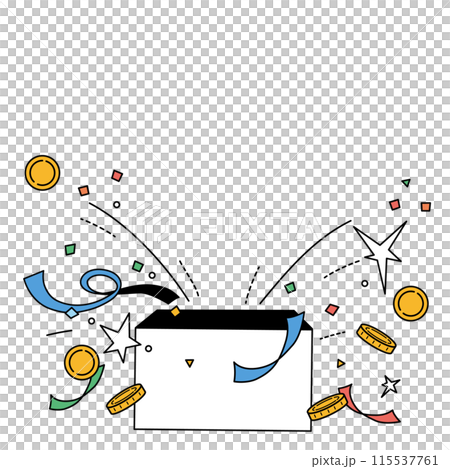 シンプルな線画のプレゼントボックスのイラスト 115537761