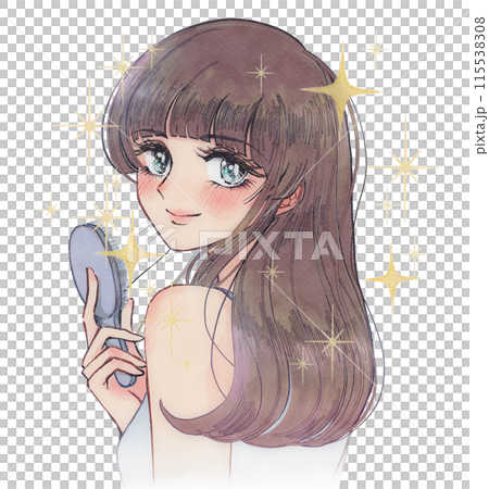 ヘアカラー&トリートメントでサラサラ茶髪になった女性 ヘアカラー&トリートメントでサラサラ茶髪になった女性 115538308