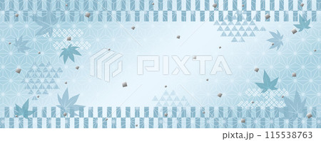 夏の青もみじの涼しい和風背景（横長バナー） 115538763