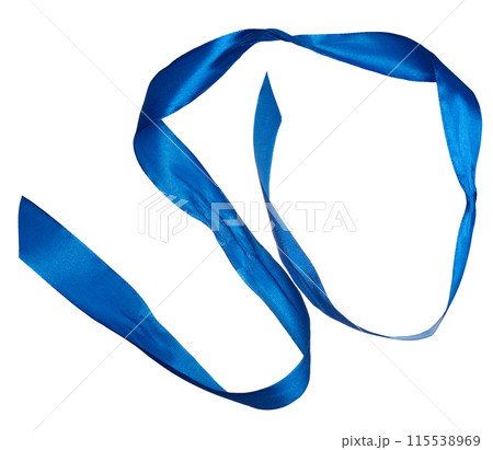 Piece of blue satin ribbon on isolated background 115538969