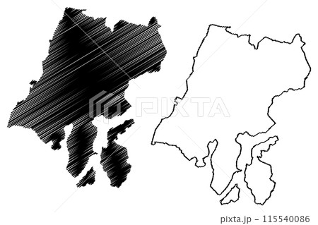 Lugano District (Switzerland, Swiss Confederation, Republic and Canton of Ticino, Tessin) map vector illustration, scribble sketch Bezirk Luganese map 115540086