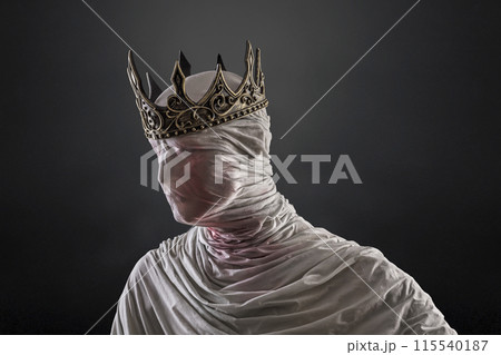 Ghost of a queen or king over dark misty background 115540187