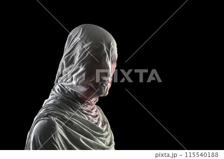 Portrait of a scary ghost isolated on black background with clipping path 115540188