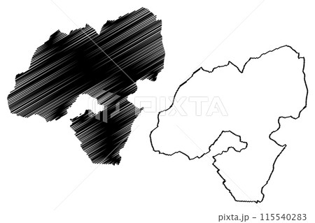 Schleitheim District (Switzerland, Swiss Confederation, Canton of Schaffhausen or Schaffhouse) map vector illustration, scribble sketch Bezirk Schleitheim map 115540283