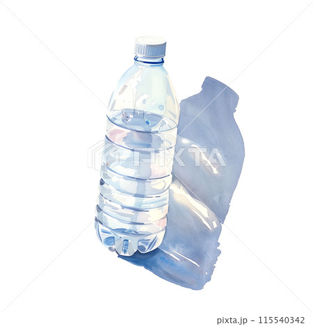 白背景に水のペットボトルの水彩イラスト 115540342