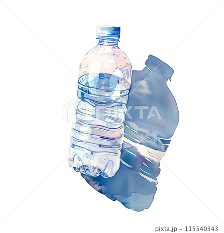 白背景に水のペットボトルの水彩イラスト 115540343