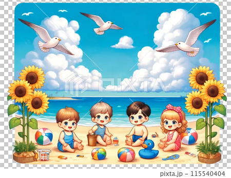 Summer sea and children Summer sea and children 115540404