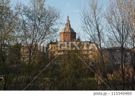 Nice shot of Duomo di Pavia (Pavia Cathedral) in Pavia at sunny day Nice shot of Duomo di Pavia (Pavia Cathedral) in Pavia at sunny day 115540460