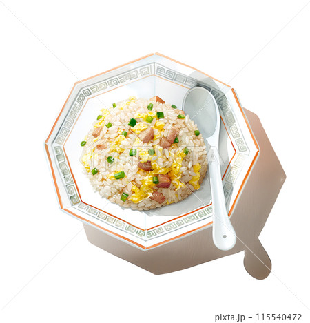 白背景に街中華のチャーハンの水彩イラスト 115540472