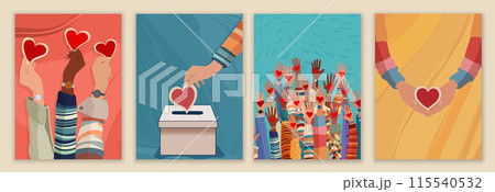 Leaflet - poster with hand holding heart. Donation box. editable cover - template. Charity and solidarity donation. Campaign Call for Volunteers. Voluntary concept. NGO. Aid Leaflet - poster with hand holding heart. Donation box. editable cover - template. Charity and solidarity donation. Campaign Call for Volunteers. Voluntary concept. NGO. Aid 115540532