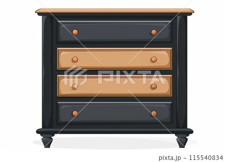 Black and beige chest of drawers with four handles 115540834