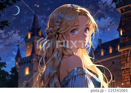 夜の街を見つめる14歳の美少女 夜の街を見つめる14歳の美少女 115541065