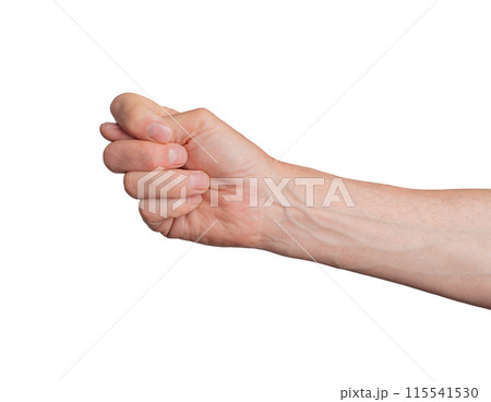 Fig sign, thumb gesture arm hand symbol signal finger background. Hold close up stretching 115541530